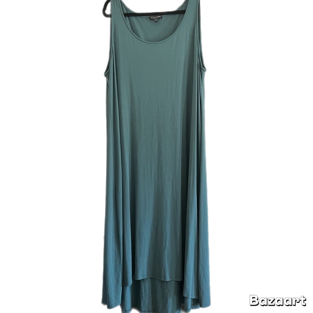 EUC Eileen Fisher Woman Teal High Low Flawless Sleeveless Maxi Dress Size 2X - Picture 8 of 10